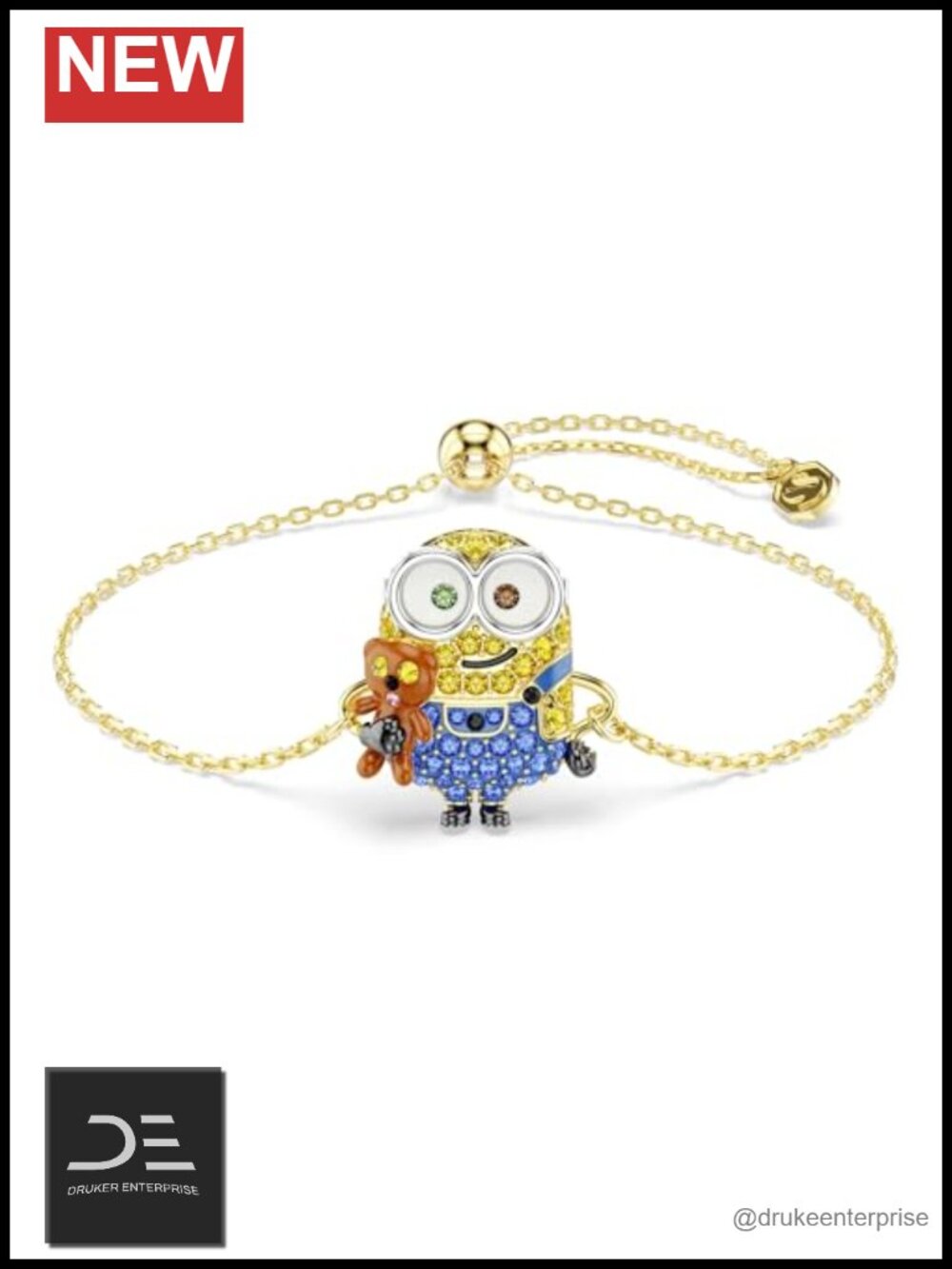 Swarovski Minions Bob Crystal Link Bracelet Gold Plated